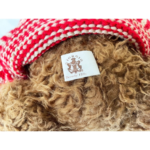Giorgio Beverly Hills Plush Brown Teddy Bear Striped Sweater Vintage 1996 - Picture 10 of 11